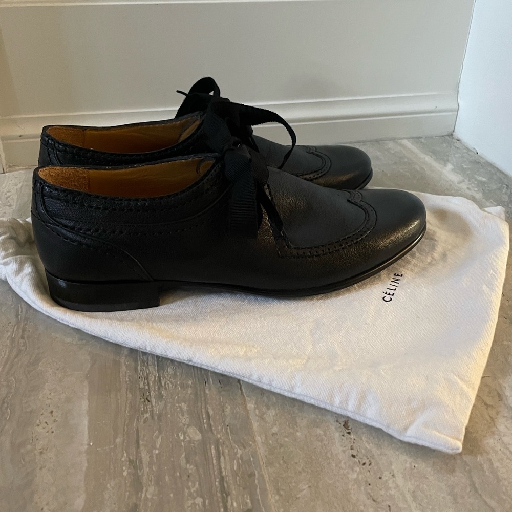 Lanvin Black and navyLeather Lace-up Loafers